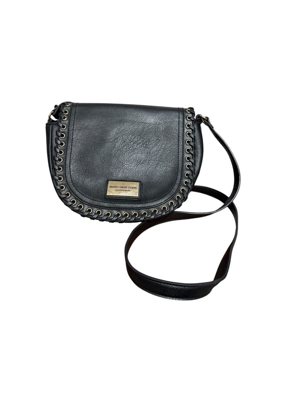 Marc New York Black Crossbody Saddle Bag Gold Accents
